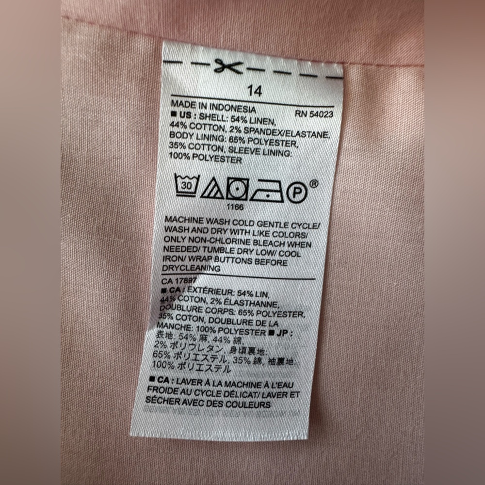 BANANA REPUBLIC Dusty Pink Linen Blazer 14 - Picture 5 of 5